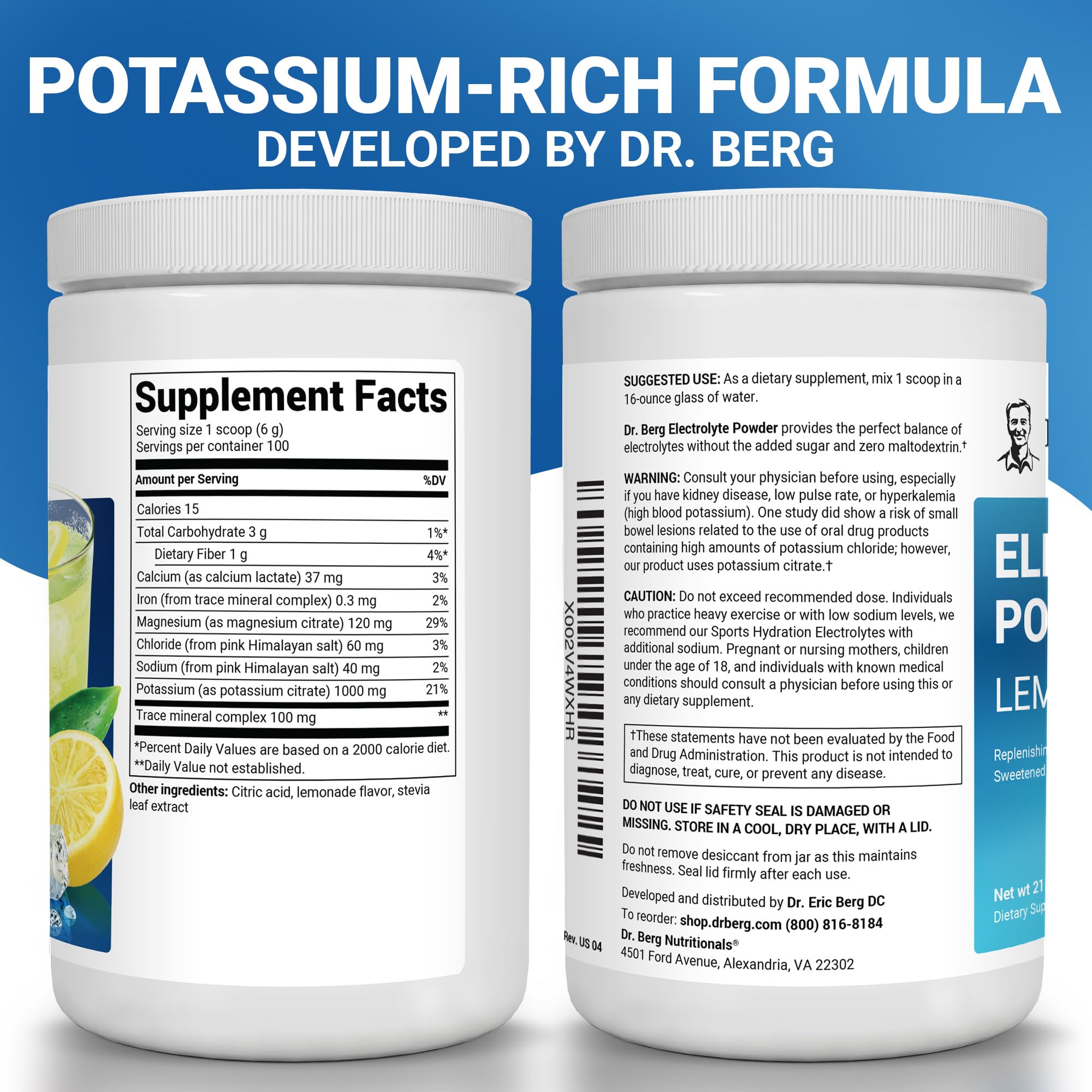 Dr. Berg Lemonade electrolyte powder dissolving in water for quick hydration.