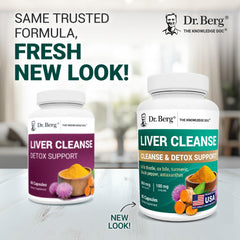 Dr. Berg Liver Cleanse bottle opened with capsules ready to take with meals