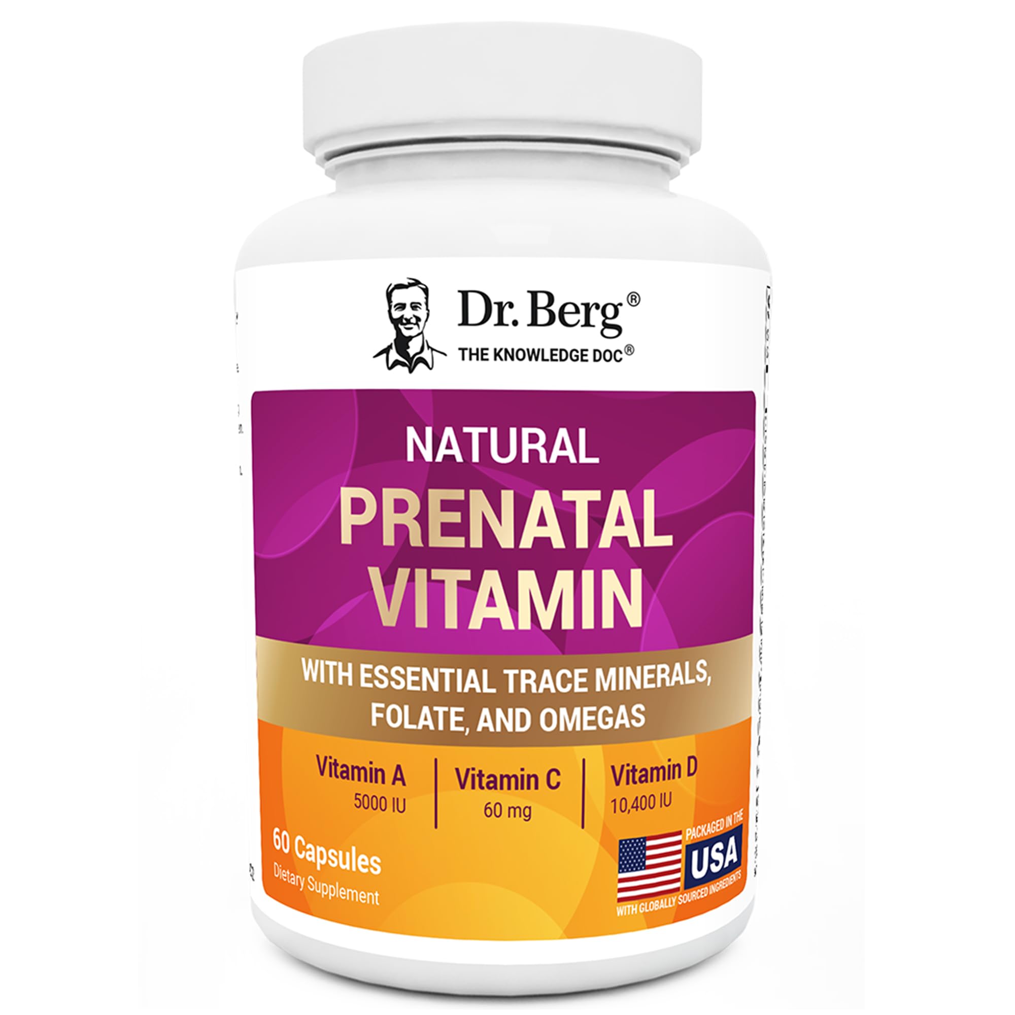 Dr. Berg Prenatal vitamins bottle with complete nutrients for mom and baby.