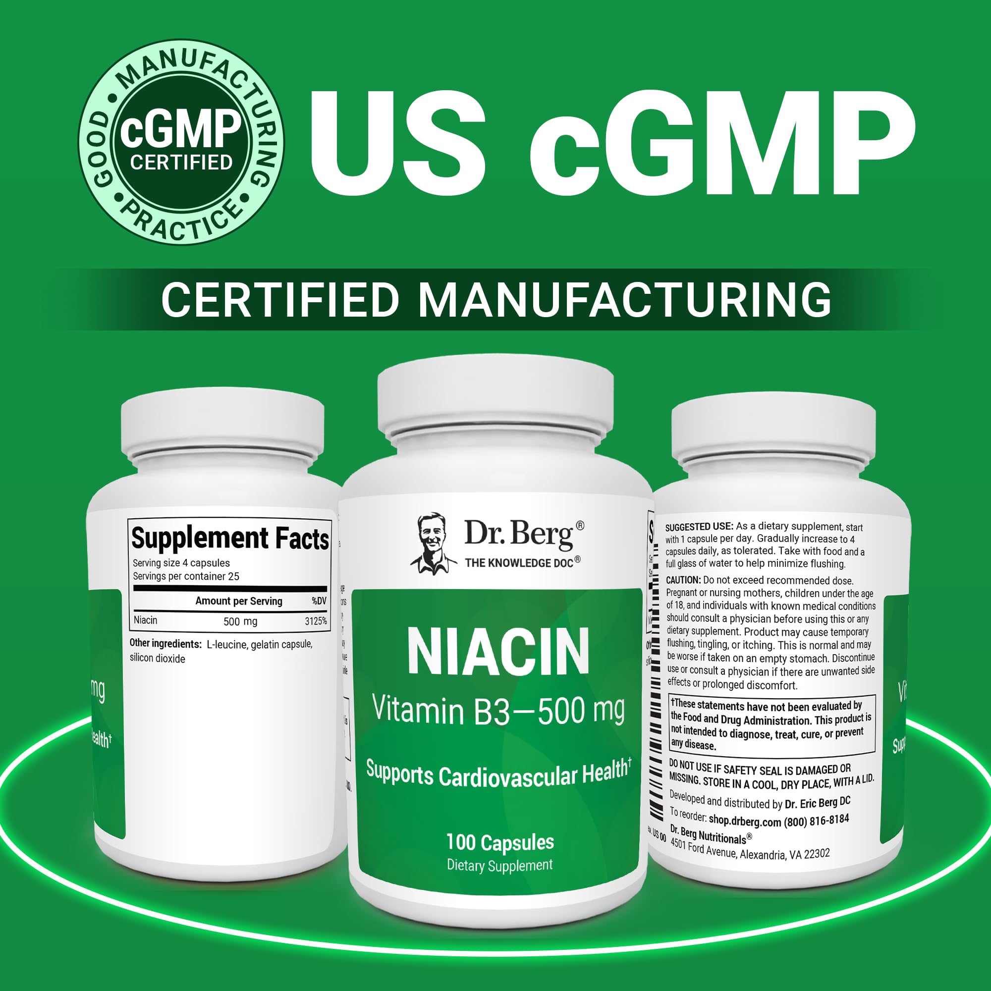 Dr. Berg Niacin 125 mg capsules arranged for daily routine