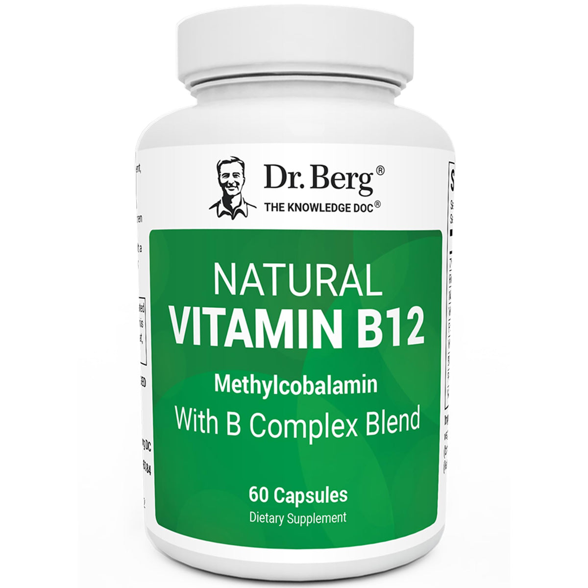 Dr. Berg Nutritionals B12 bottle front view highlighting methylcobalamin for energy