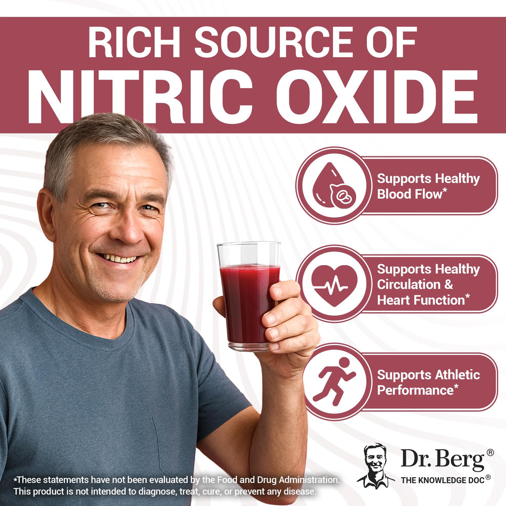 Dr. Berg Nutritionals beet powder prepared for a pre-workout drink setup.