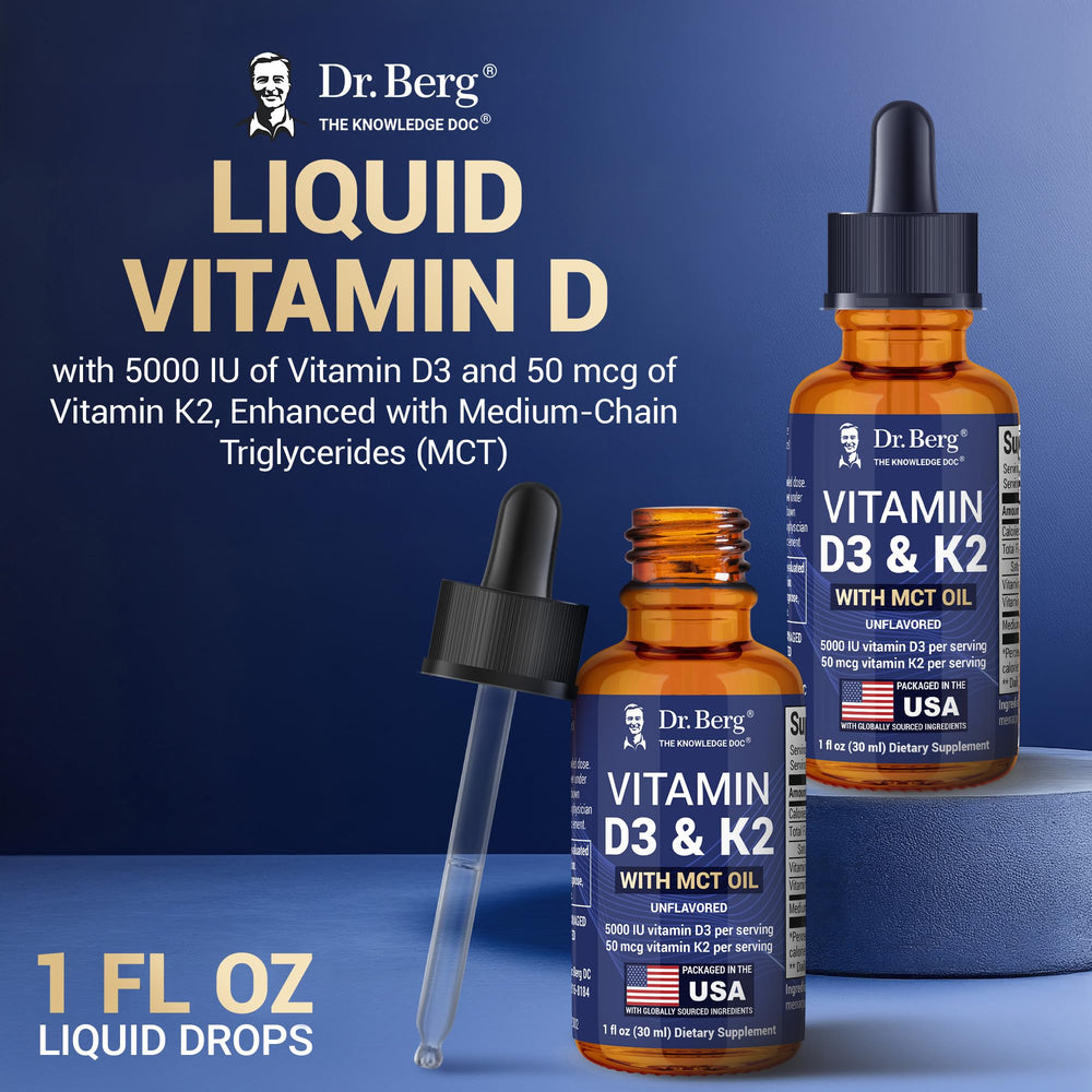 MCT oil base in Dr. Berg D3 K2 liquid drops highlighting absorption benefits