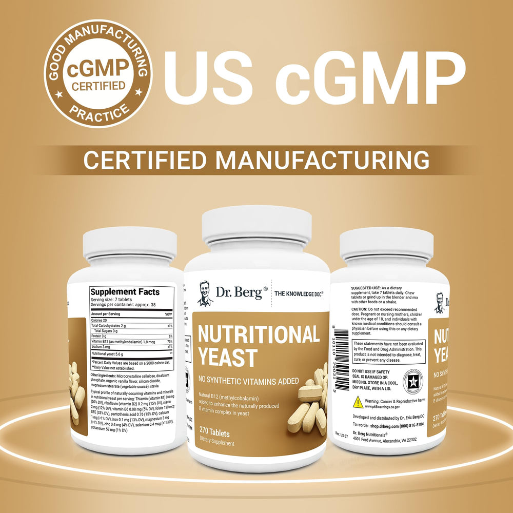 Dr. Berg Yeast Tablets with naturally occurring minerals for mineral intake.