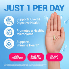 Dr. Berg Probiotic bottle label displays 10 probiotic strains for gut diversity