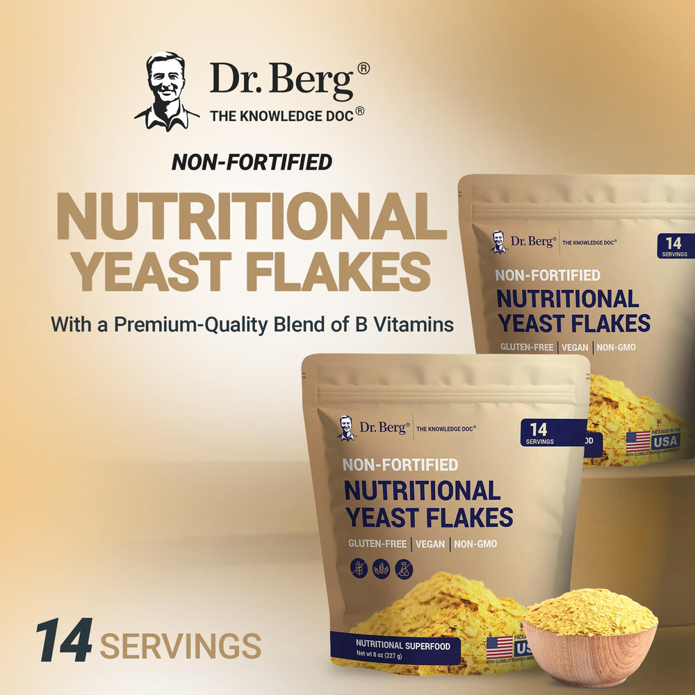 Ingredient panel highlights high-quality yeast flakes from Dr. Berg Nutritionals.