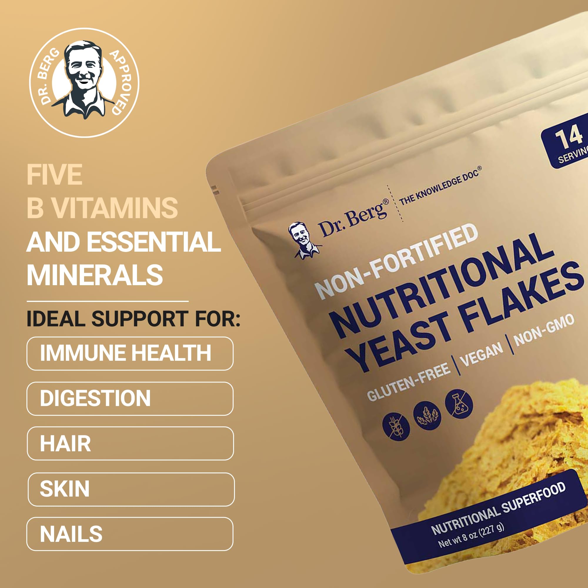 Pouring Dr. Berg nutritionals yeast flakes adds savory flavor to soups.