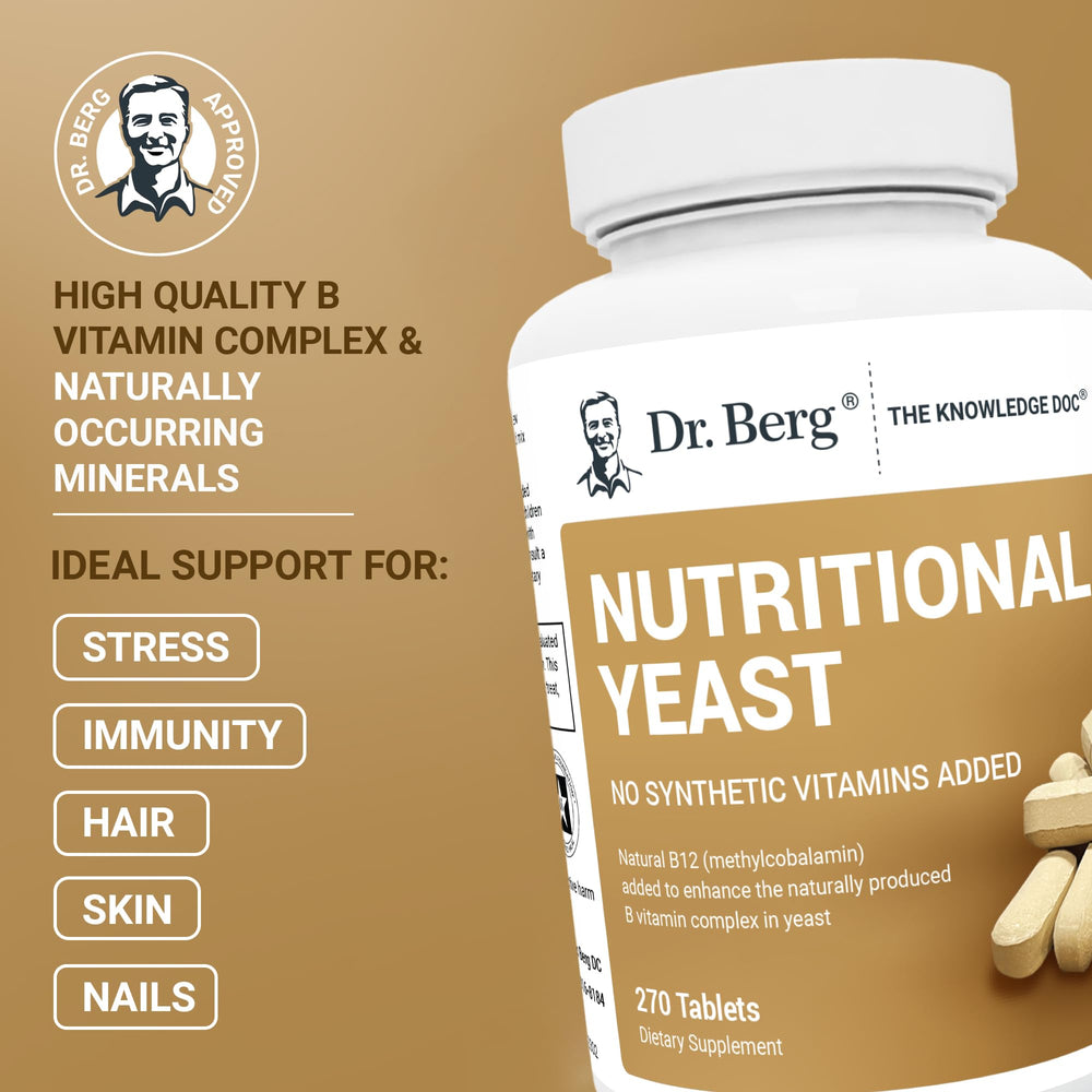 Dr. Berg Yeast Tablets vanilla chew option for on-the-go use.