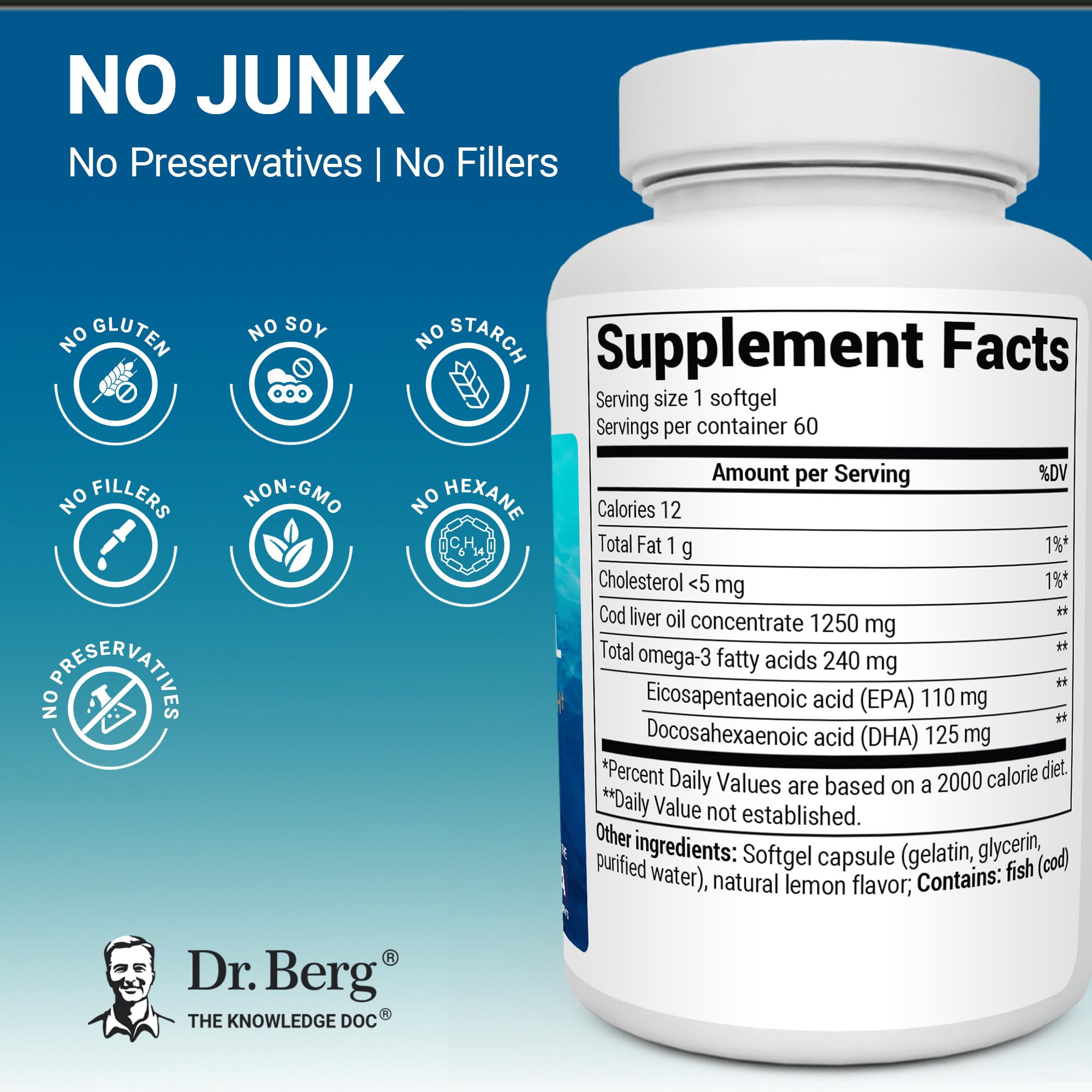 Dr. Berg Omega-3 lab-tested purity with four batch screenings