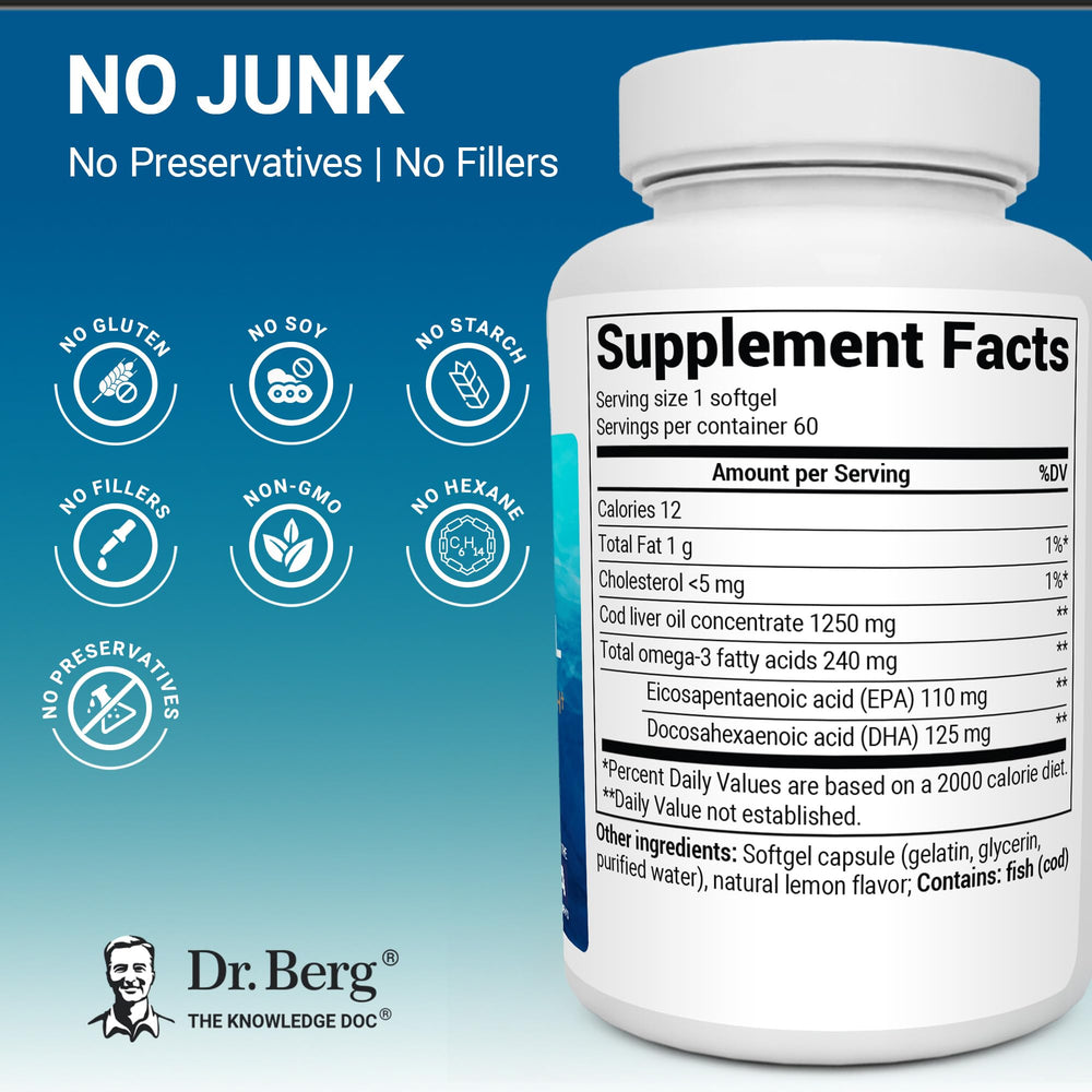 Dr. Berg Omega-3 lab-tested purity with four batch screenings