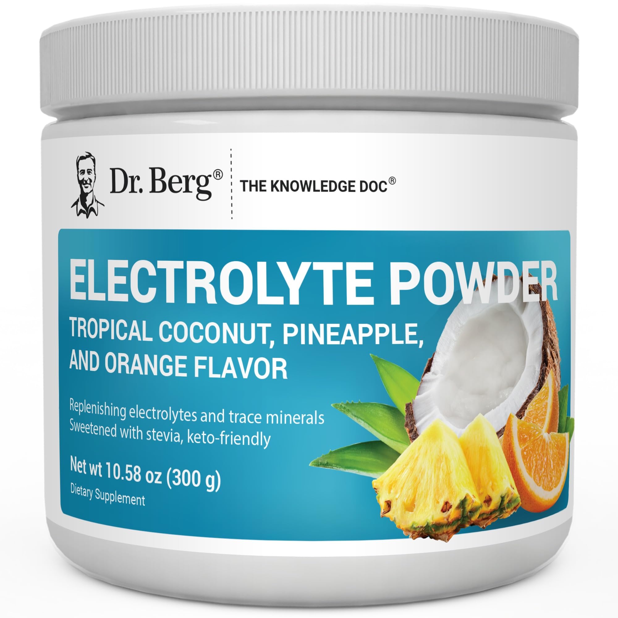Dr. Berg Zero Sugar Hydration bottle pour showing sugar-free electrolyte refreshment