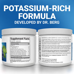 Dr. Berg Zero Sugar Hydration powder closeup highlights grape mix for accurate dosing