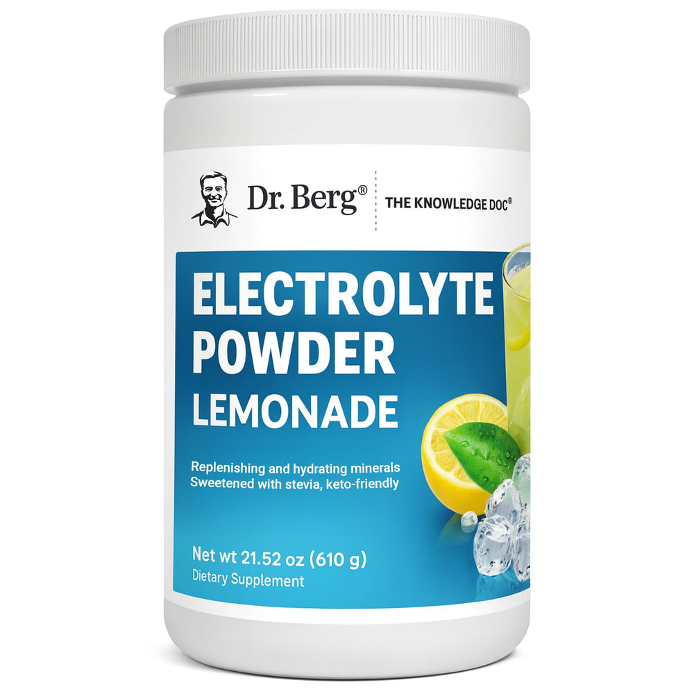 Dr. Berg Zero Sugar Hydration Lemonade tub ready for electrolyte replenishment.