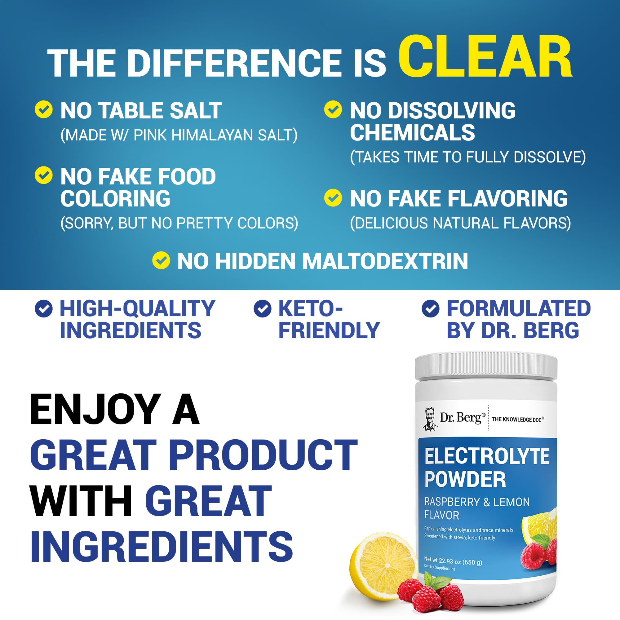 Dr. Berg hydration dissolving powder in water demonstrates quick mix