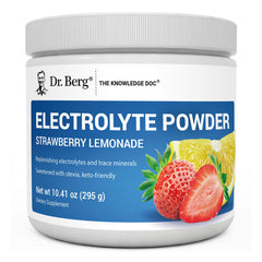 Dr. Berg Zero Sugar Hydration container in strawberry lemonade flavor for keto-friendly hydration.