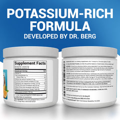 Dr. Berg Zero Sugar Hydration tub label close-up highlighting potassium and pink Himalayan salt