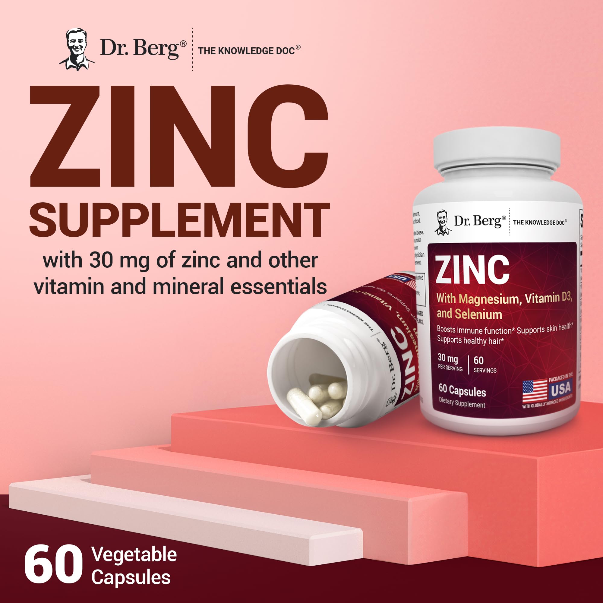 Dr. Berg Zinc 30mg label detail with cofactors.