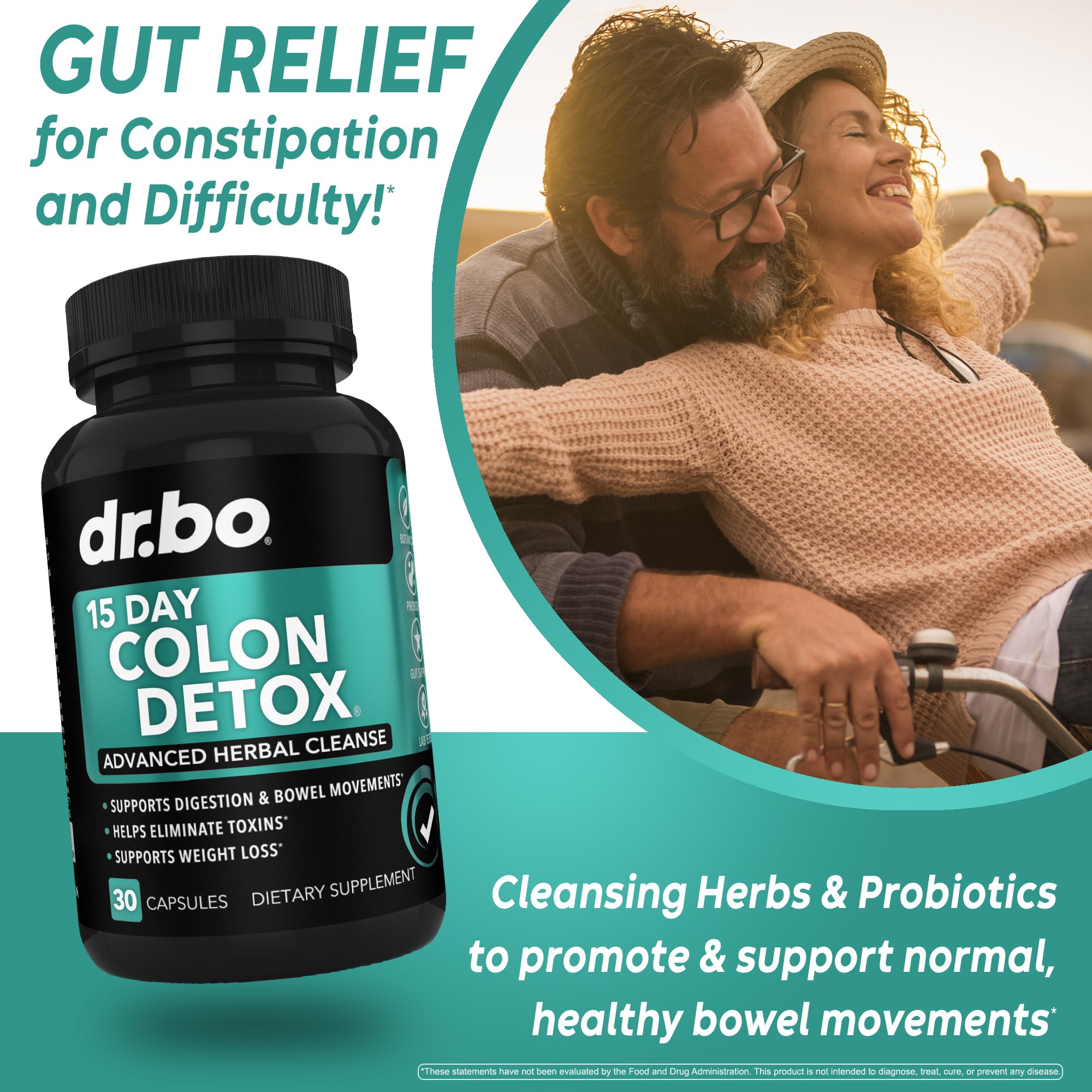 DR. BO aloe vera detox herbal blend bottle emphasizes natural digestive balance