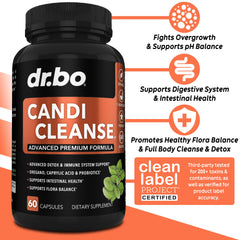 DR. BO Candi Cleanse capsules with oregano and caprylic acid blend for digestive balance