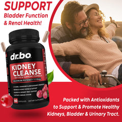 DR. BO Kidney Cleanse capsules close-up for natural herb blend.