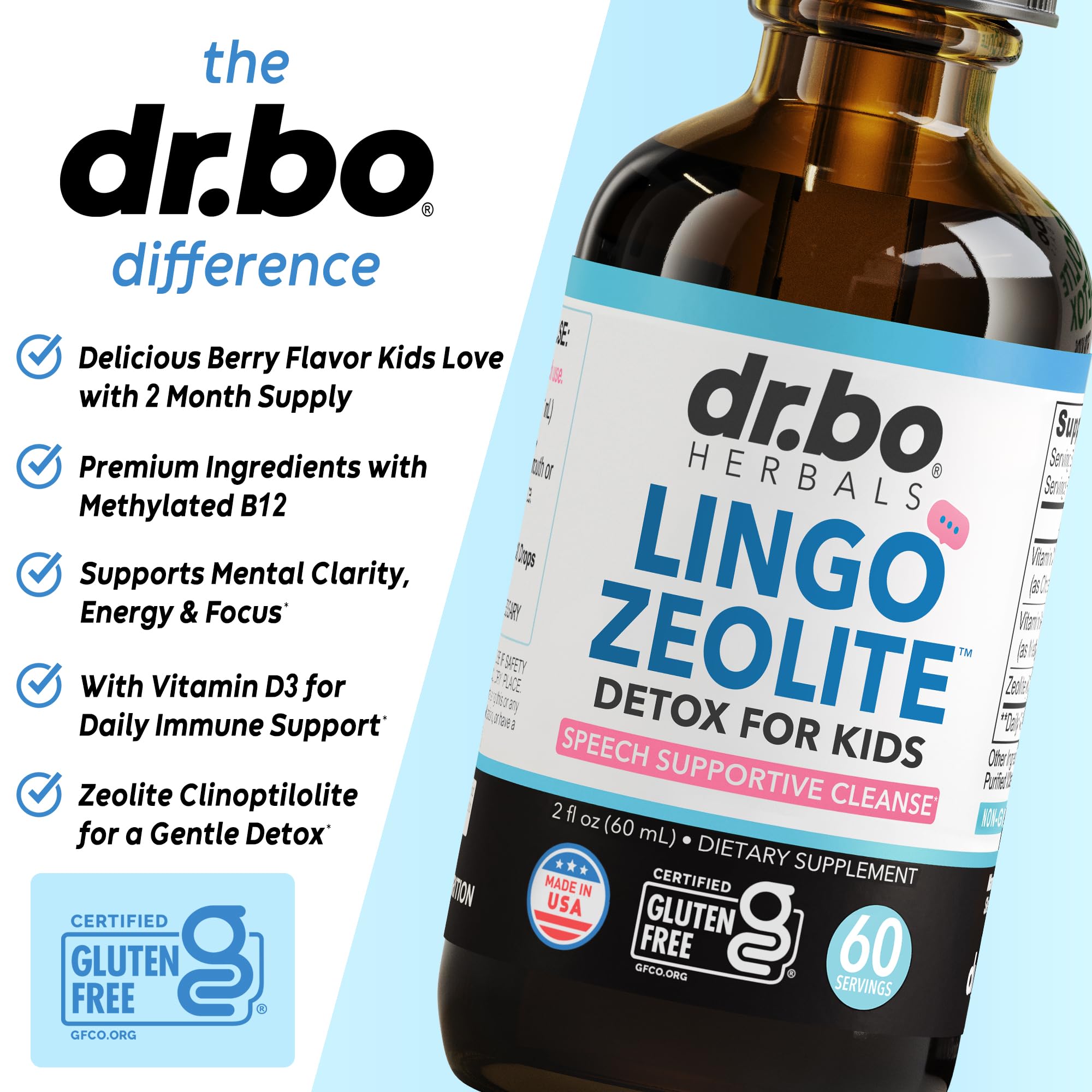 DR. BO Lingo Zeolite Drops with kids using drops before learning activities