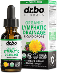 DR. BO Lymphatic Drainage Drops bottle shown for easy daily lymph support.