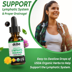 Close-up of the label on DR. BO drops highlights organic herbal blend.