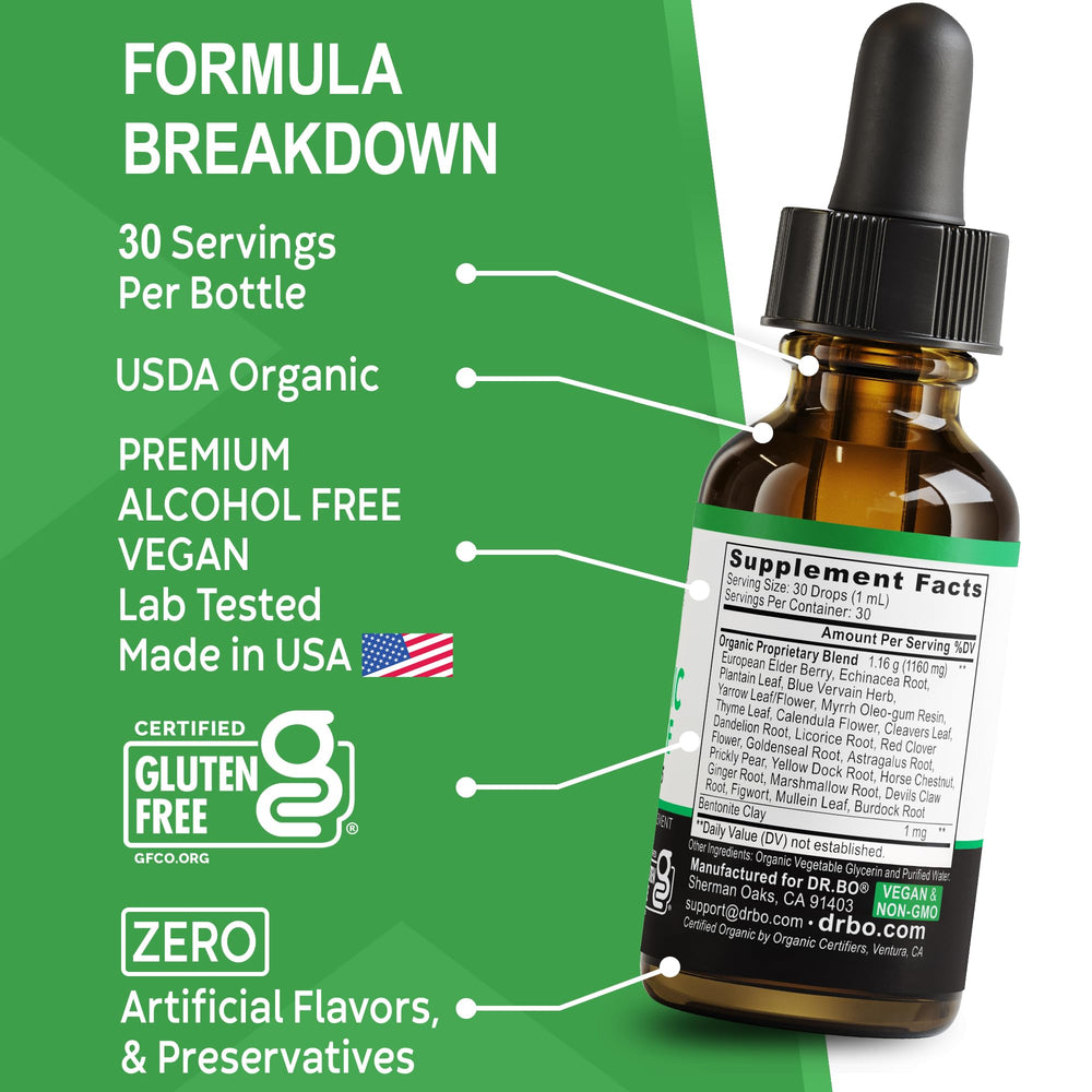 Packaging image of DR. BO drops appeals to eco-conscious shoppers.
