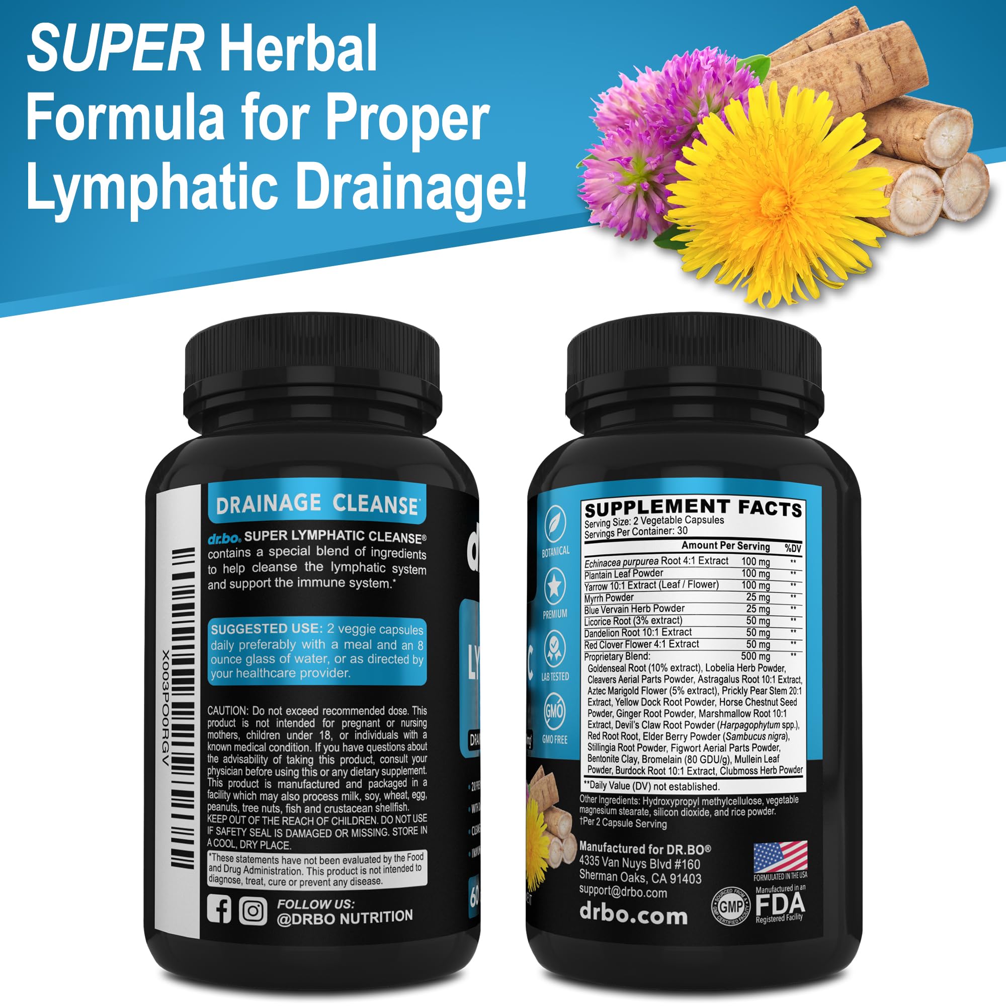 DR. BO Lymphatic Drainage Pills on nightstand for nightly wellness routine.