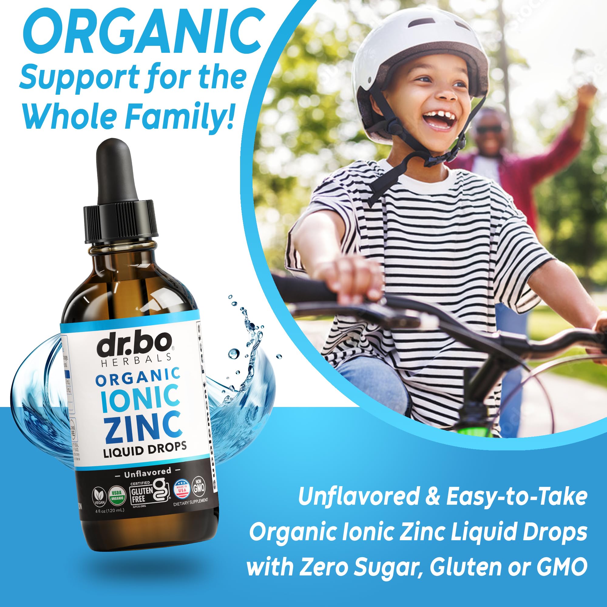 DR. BO Organic Zinc Liquid Drops label shows USDA Organic certification