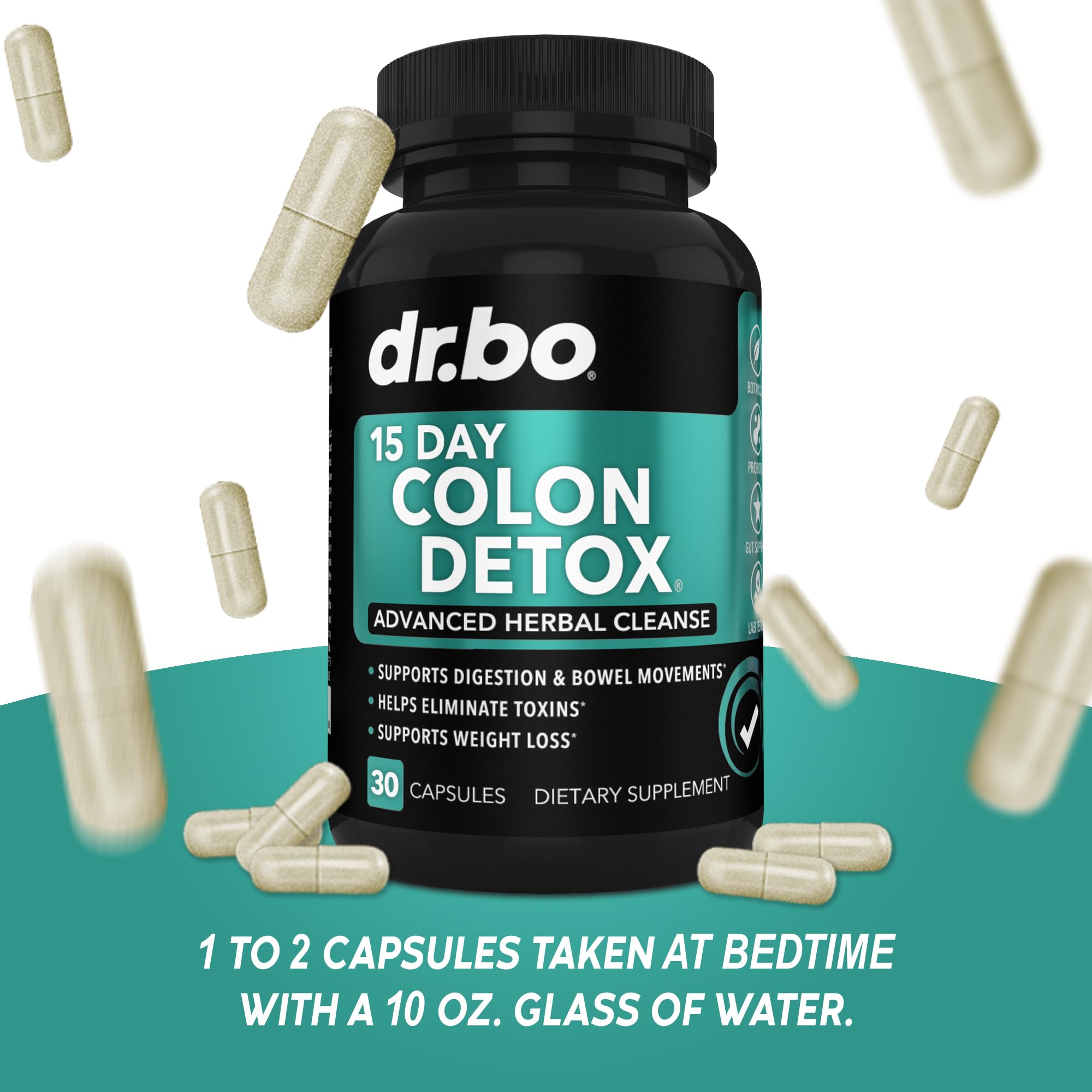 DR. BO packaging close-up highlighting 15-day detox program