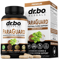 DR. BO ParaGuard bottle front view for herbal gut cleanse and balance.