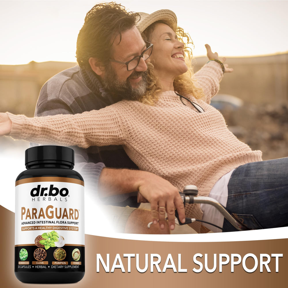 DR. BO ParaGuard bottle pour demonstrating easy daily intake.