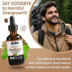 DR. BO ParaGuard oregano oil close-up highlighting herbal gut support.