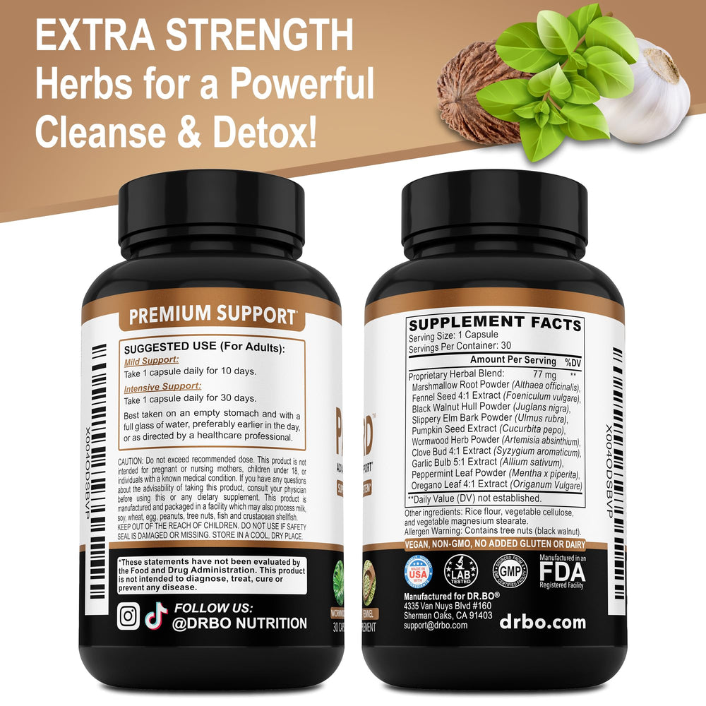 DR. BO ParaGuard kid-friendly adults natural detox concept display.