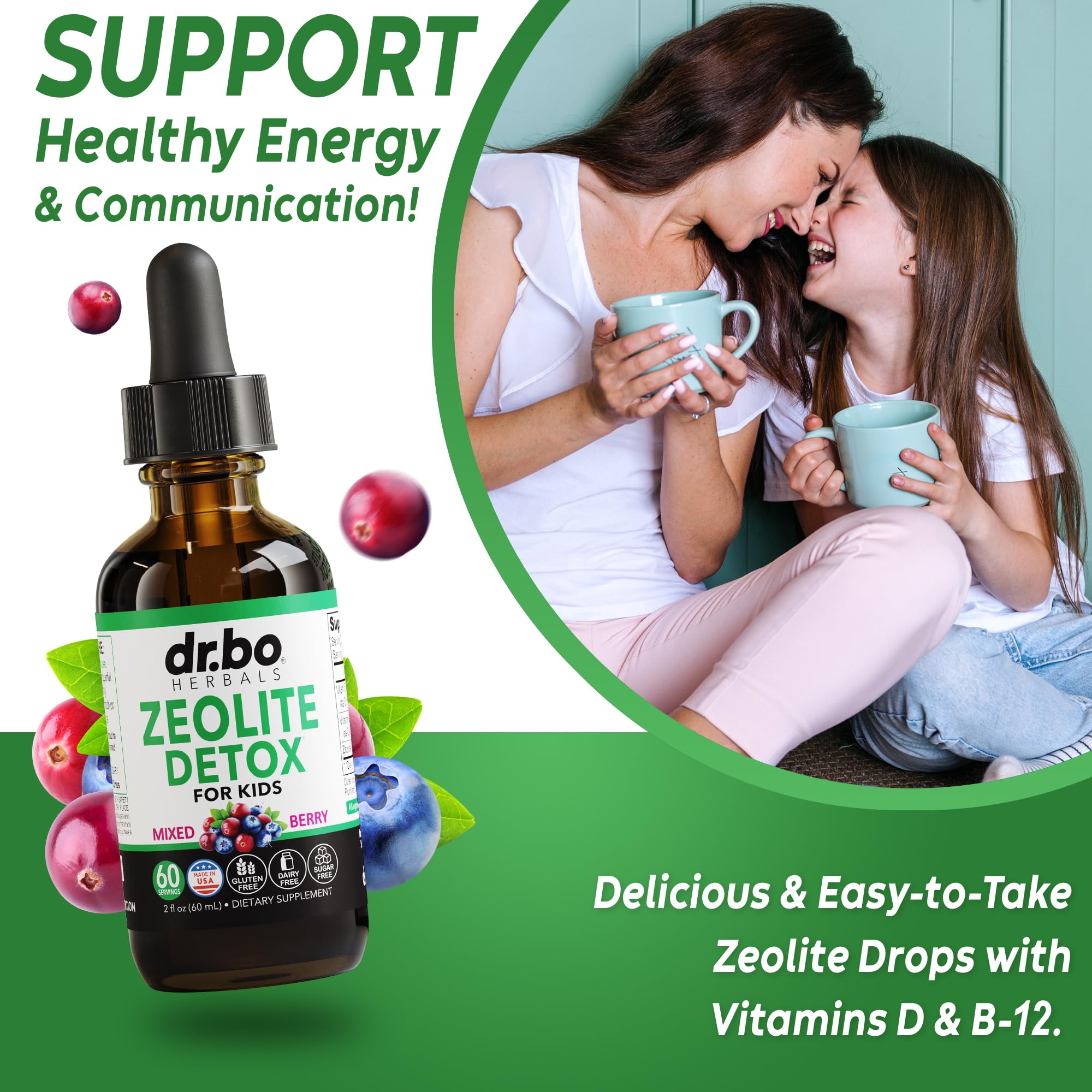 DR. BO Zeolite Kids Drops berry flavor appealing to children