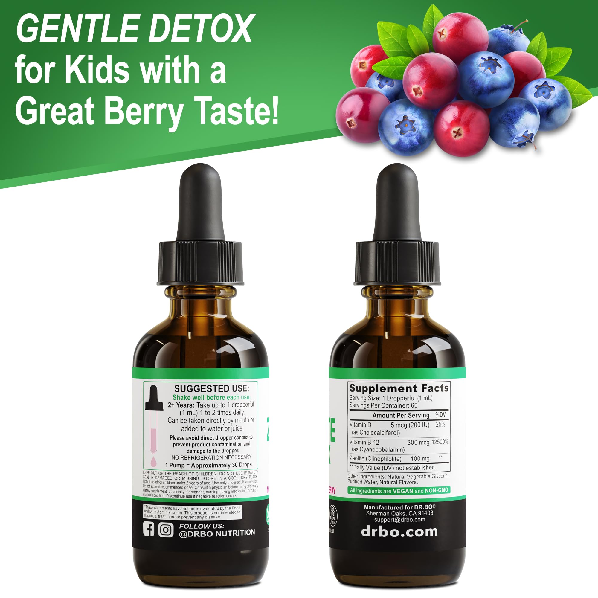 Kid-friendly use of DR. BO Zeolite Drops in glass with juice