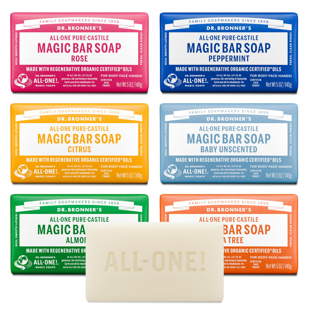 Dr Bronner's Almond Pure-Castile Bar 5oz for rich lather on face and body