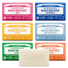 Dr Bronner's Almond Pure-Castile Bar 5oz for rich lather on face and body