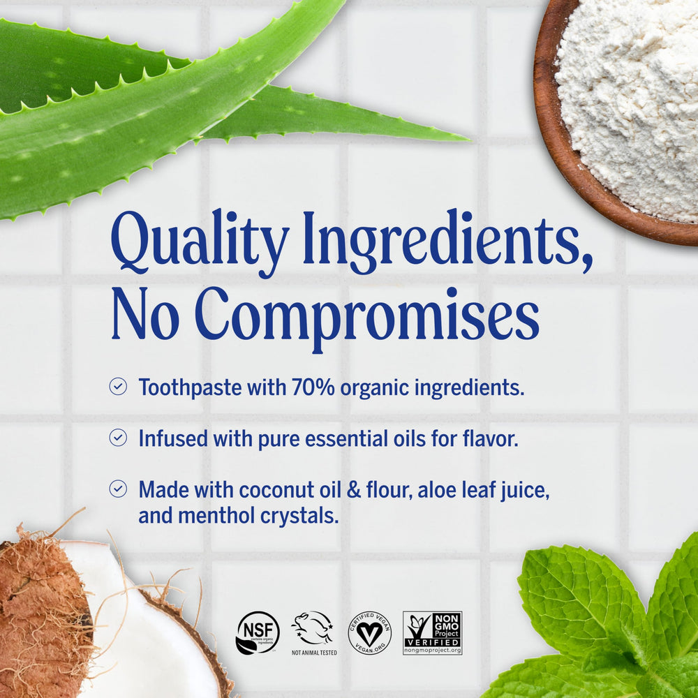 Dr. Bronner's All-One Cinnamon toothpaste texture closeup emphasizes gentle polishing.