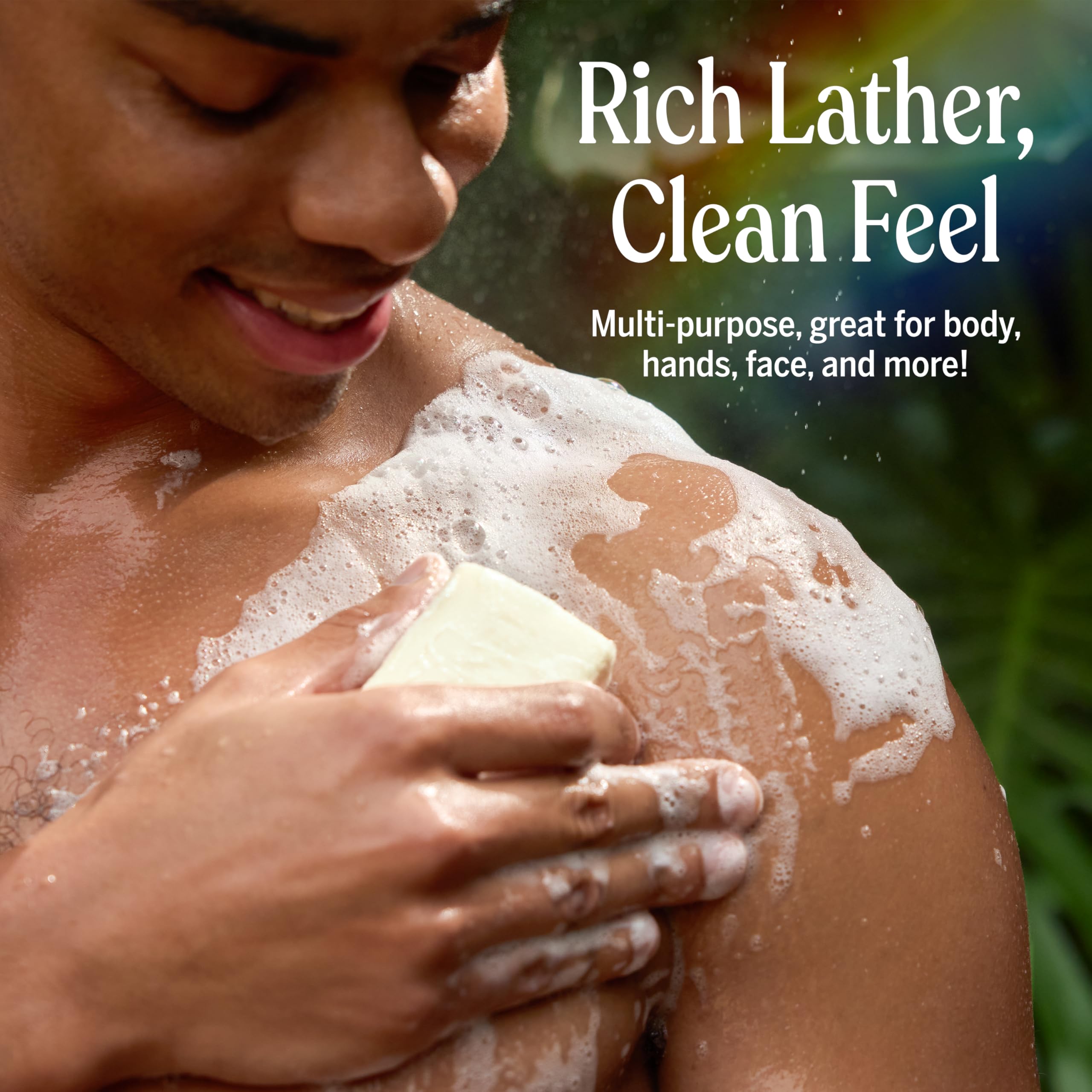 Dr. Bronner's unscented bar soap with natural oils emphasizes gentle cleansing.