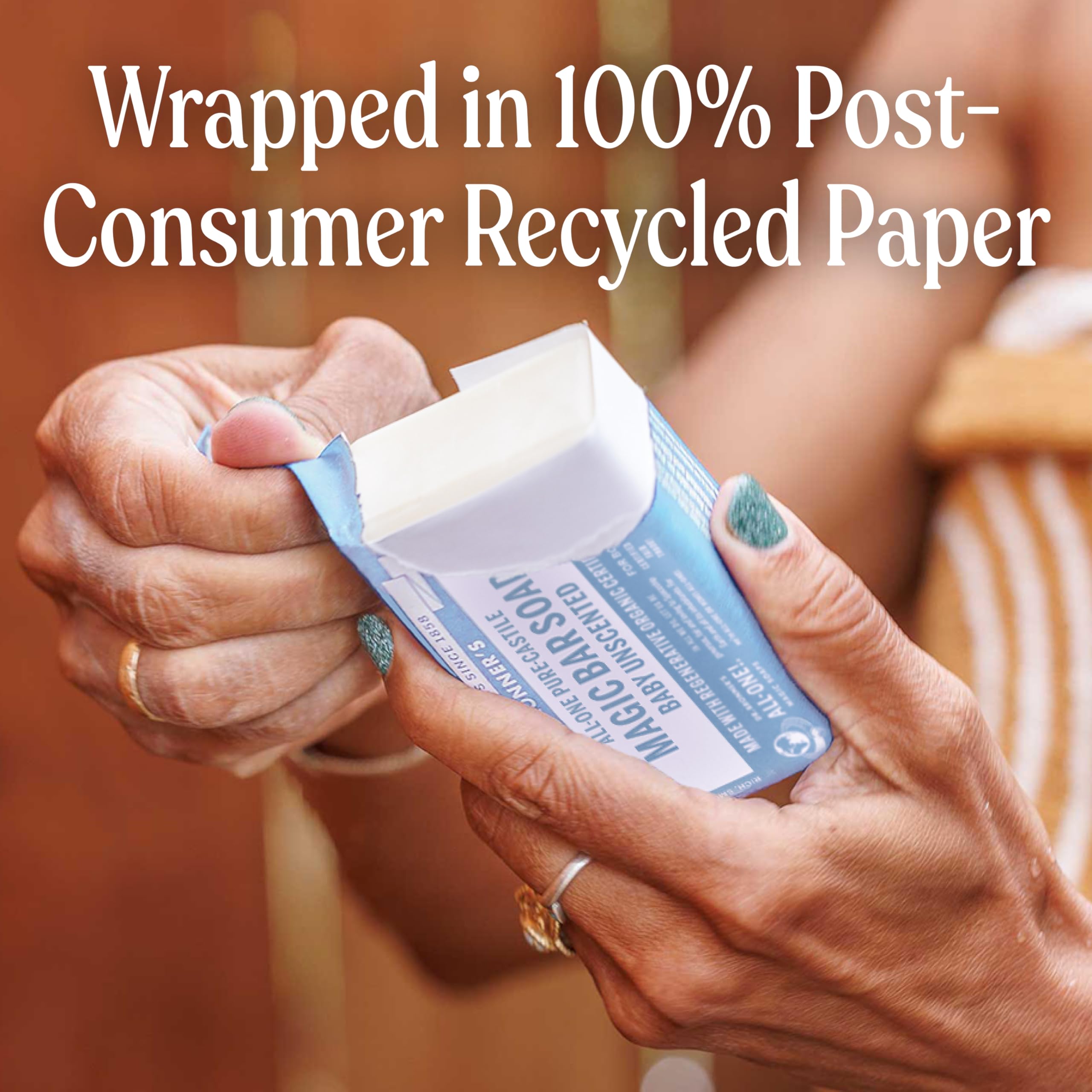 Dr. Bronner's bar soap used as facial cleanser for daily, soothing care.