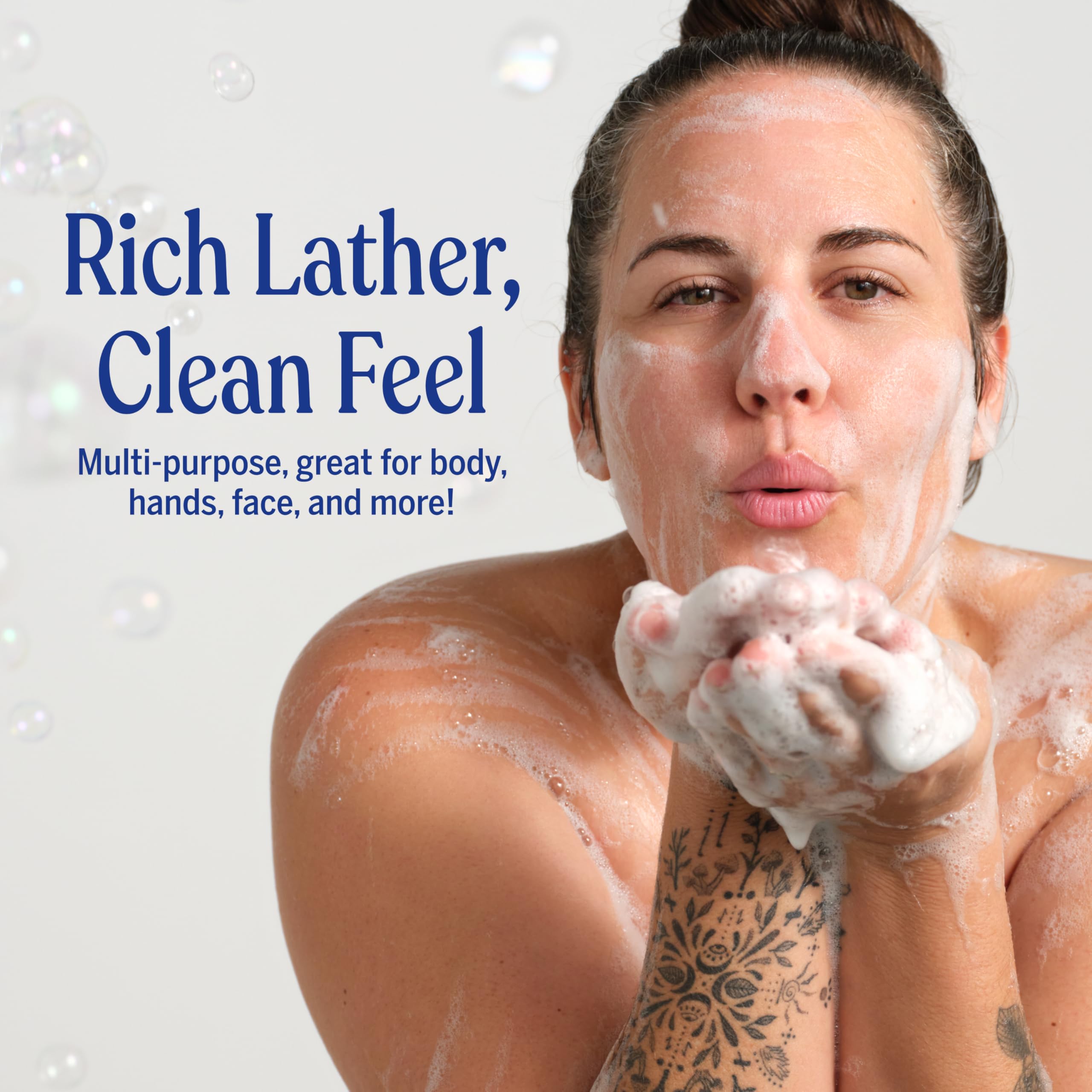 Dr. Bronner's citrus soap in kitchen for dishes and quick cleanup.