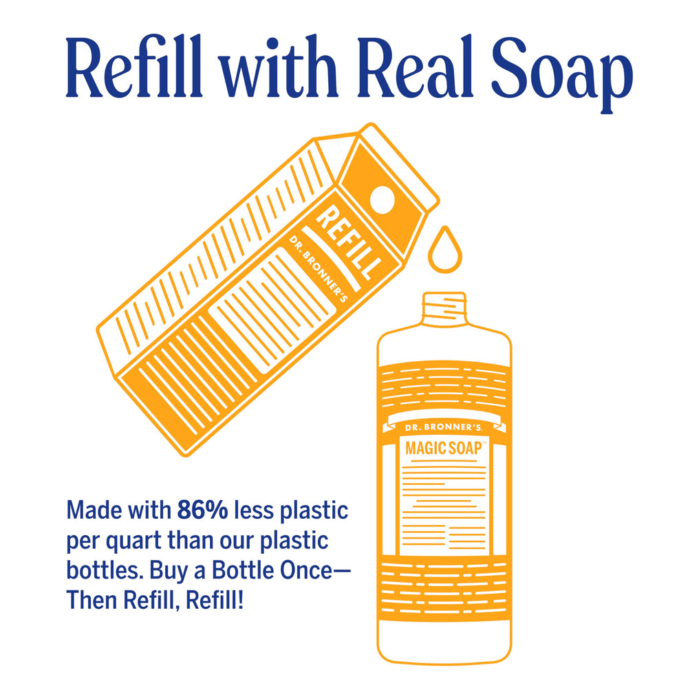 Dr. Bronner's Magic Soap label highlights regenerative organic certified oils.