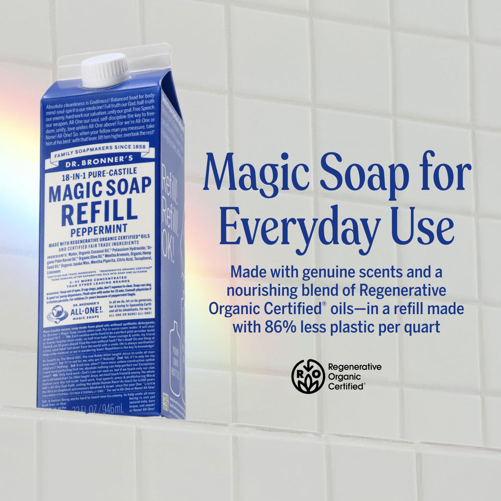 Dr. Bronner's Pure-Castile refill 2-pack peppermint label close-up