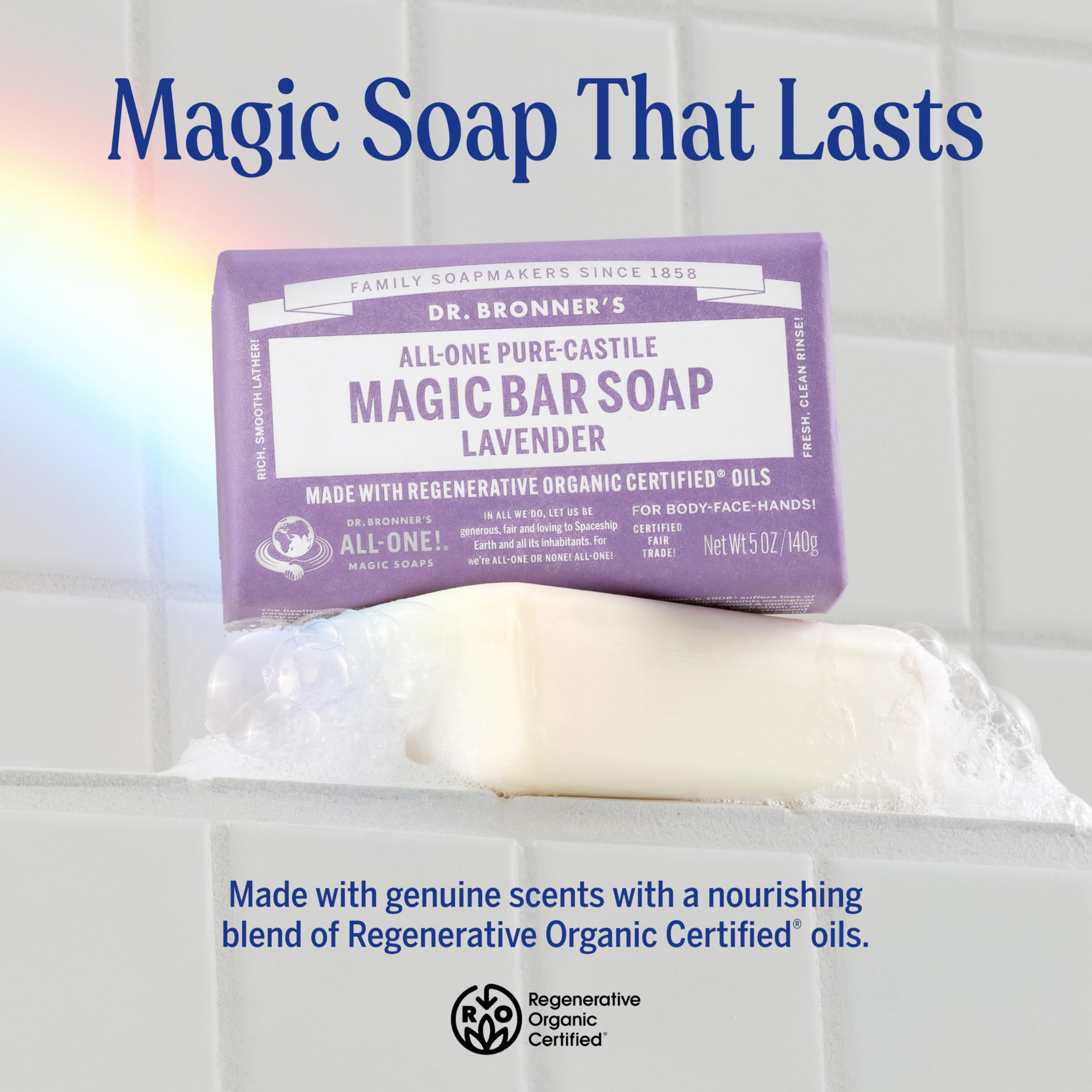 Dr. Bronner's Peppermint bar offering a minty wake-up cleanse.