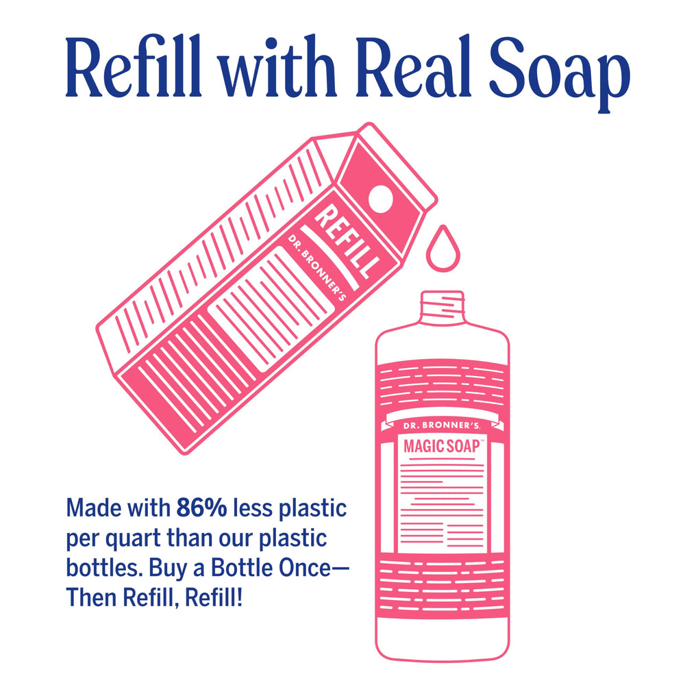 Dr. Bronner's Rose Castile soap lather on skin.