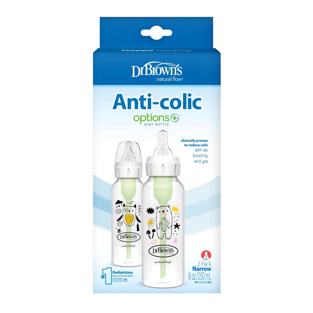Dr. Brown's 0m+ bottle suitable from birth for growing feeding needs.