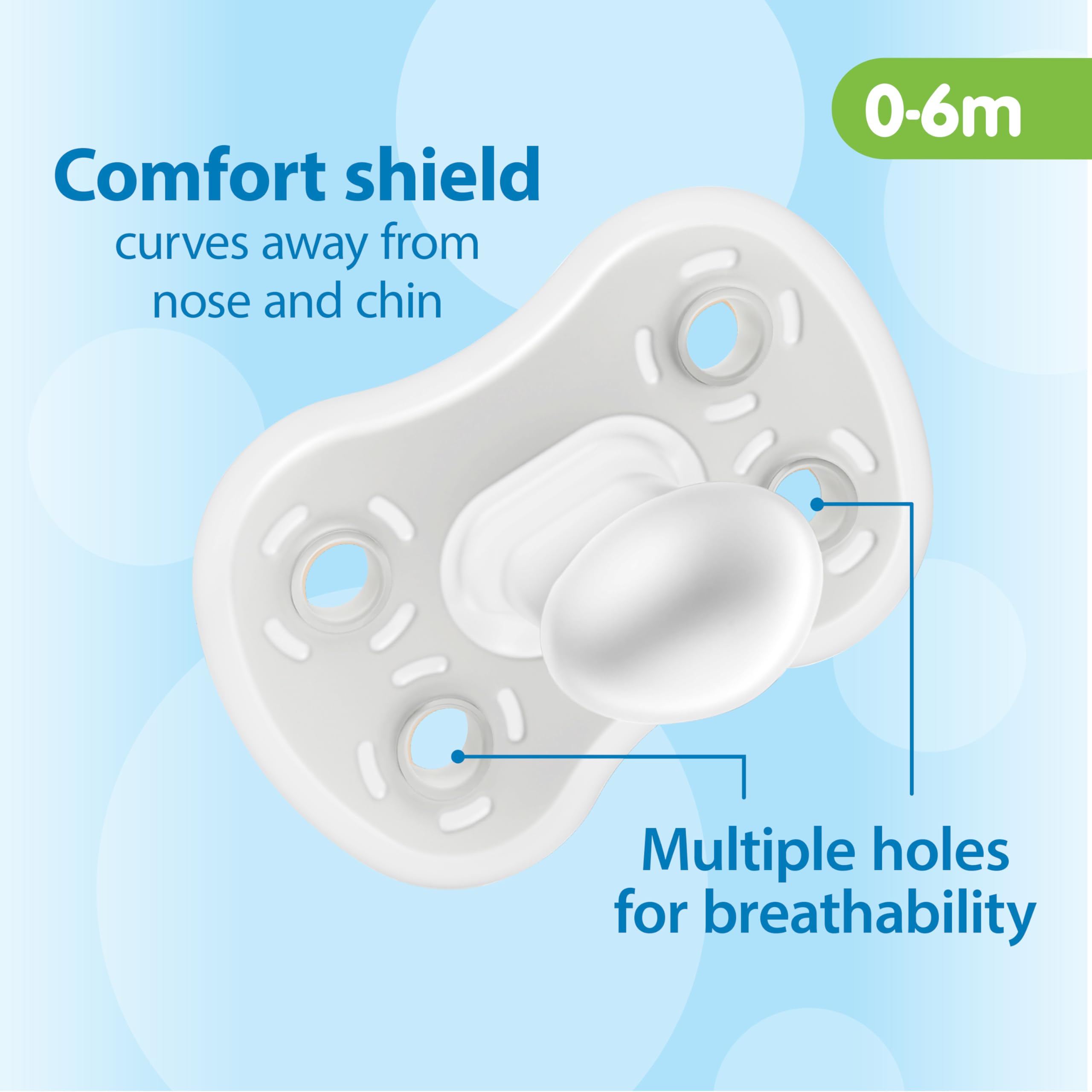 Blue and gray color options for Dr. Brown's Advantage pacifier