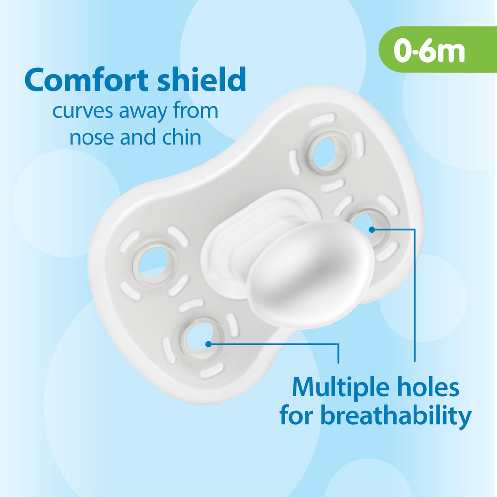 Blue and gray color options for Dr. Brown's Advantage pacifier